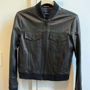 J Brand black leather bomber jacket